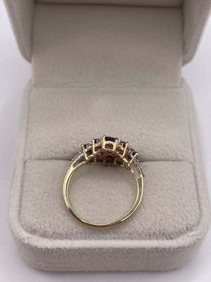 9ct gold tourmaline and zircon ring
