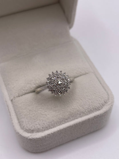 9ct white gold diamond cluster ring