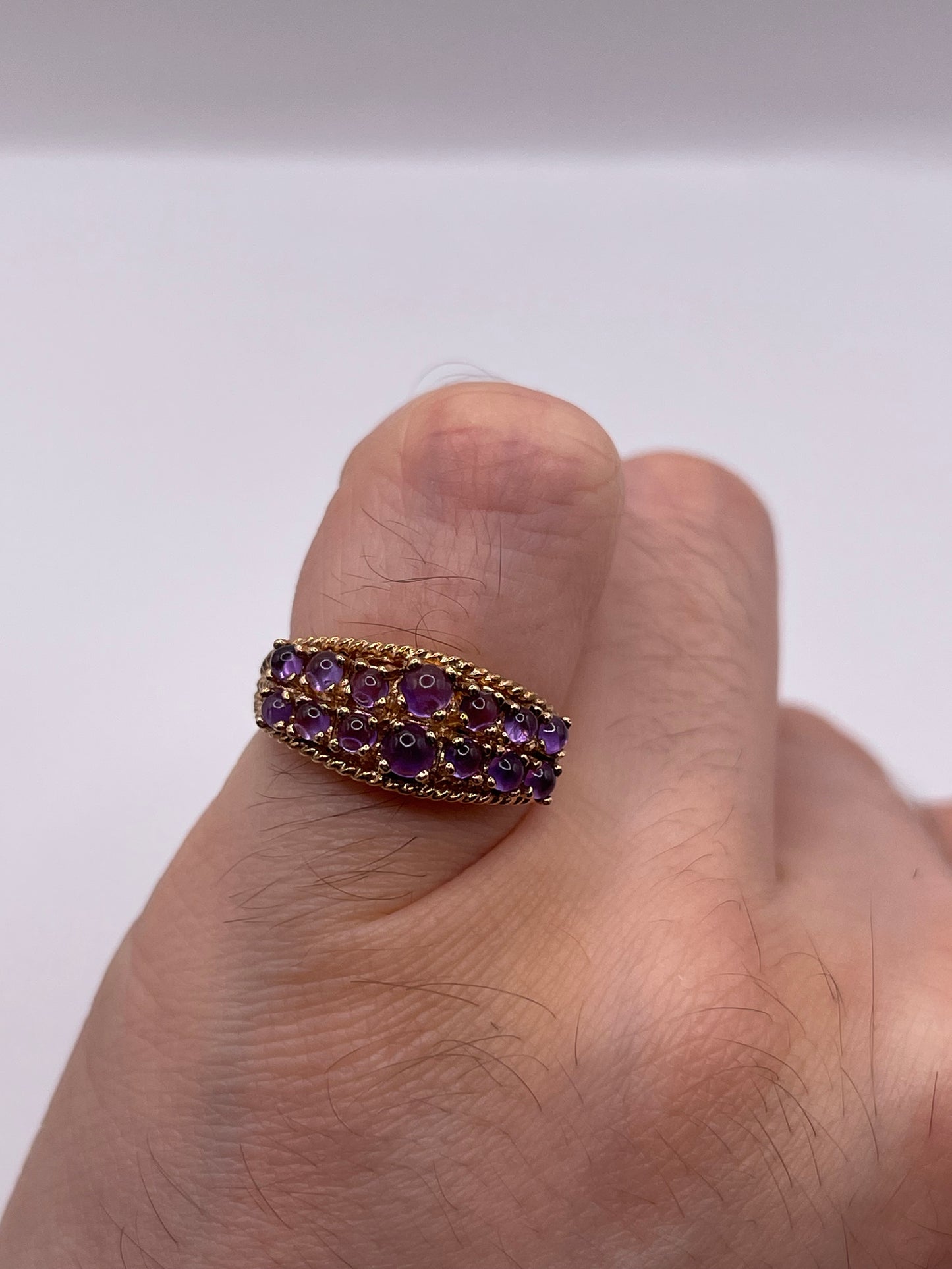 9ct rose gold cabochon amethyst ring