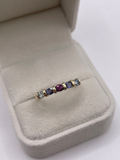 9ct gold multi gemstone ring