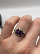 Load image into Gallery viewer, 9ct gold amethyst and diamond ring
