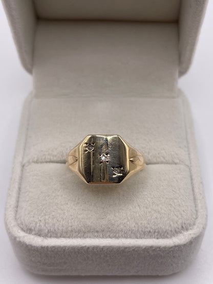9ct gold diamond signet ring