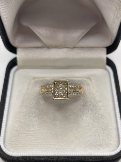 9ct gold diamond cluster ring