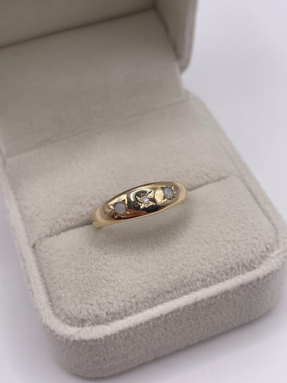 9ct gold opal and diamond gypsy ring