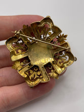 Load image into Gallery viewer, Antique 18ct gold enamel and diamond brooch
