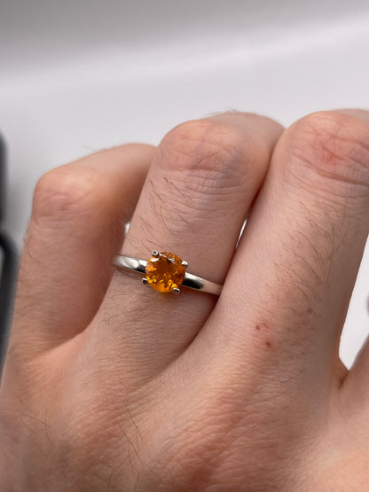 9ct white gold fire opal ring