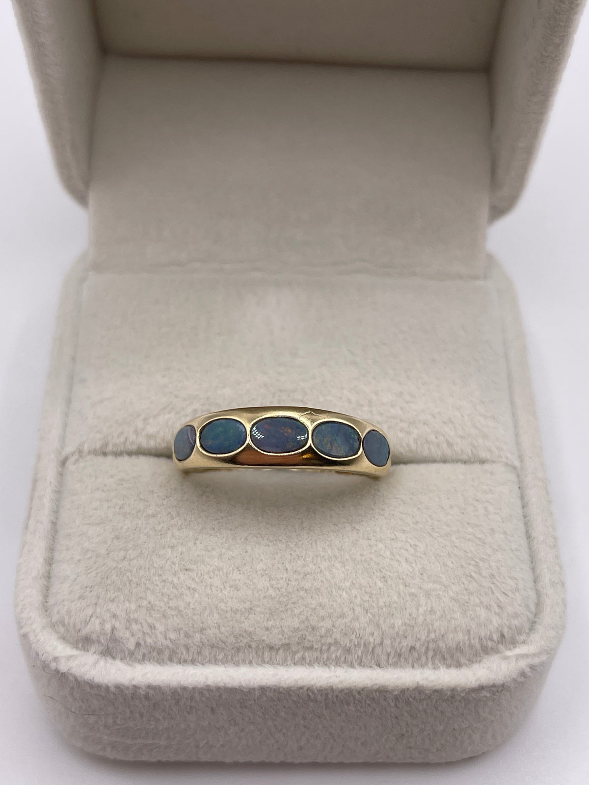 9ct gold black opal doublet ring