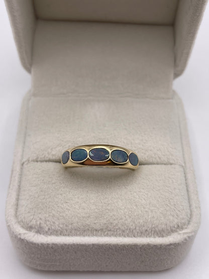 9ct gold black opal doublet ring