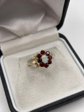 Load image into Gallery viewer, 9ct gold opal and garnet ring
