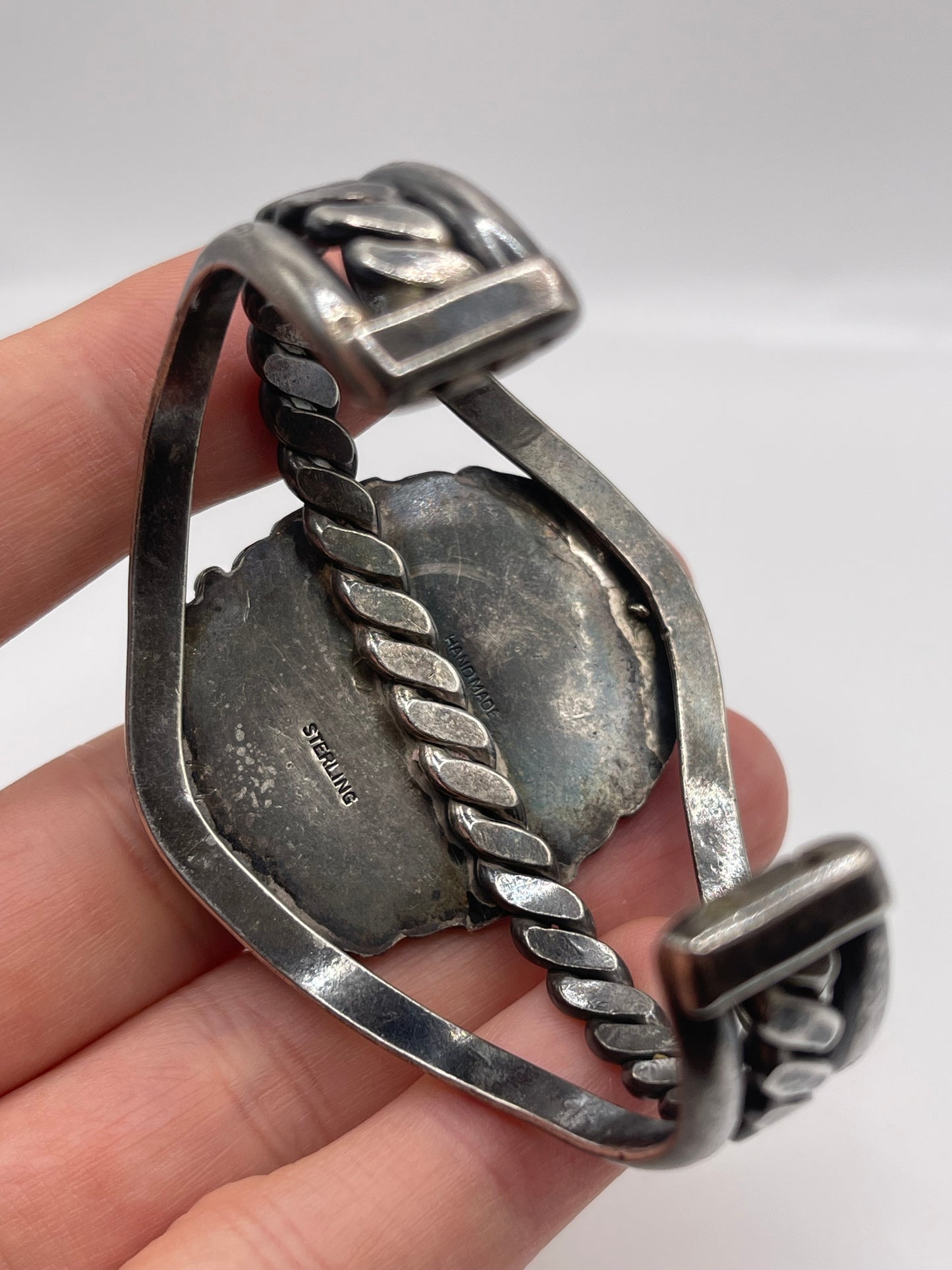 Heavy silver turquoise bangle