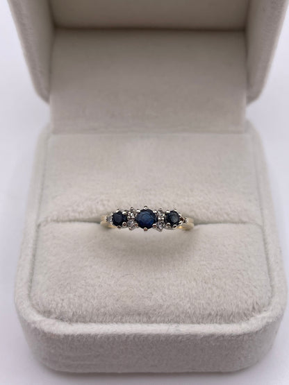 9ct gold sapphire and diamond ring