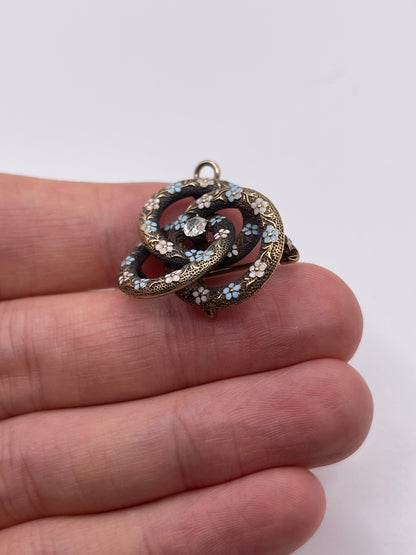 Antique 14ct gold enamel and diamond brooch