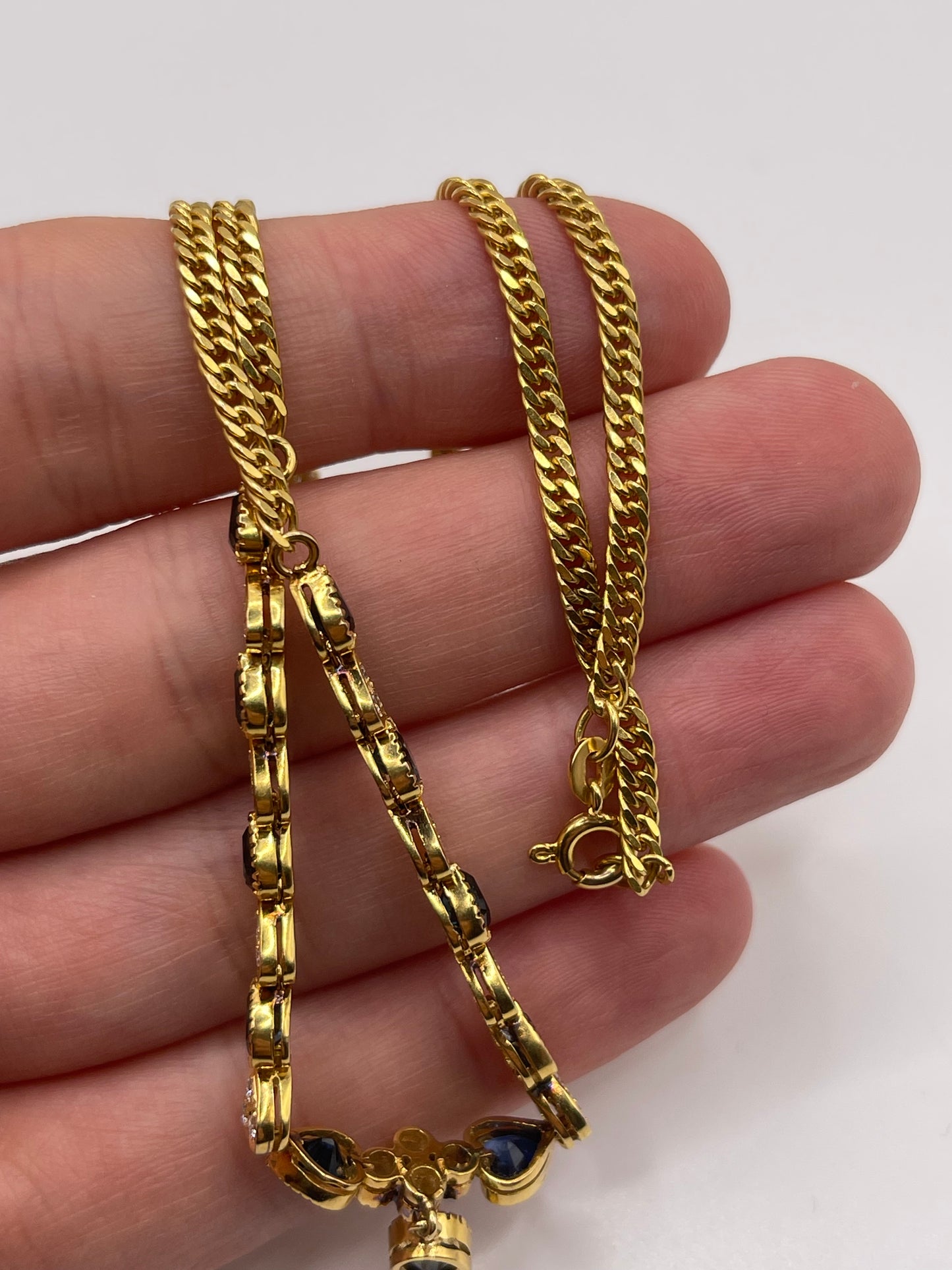 14ct gold sapphire and diamond necklace