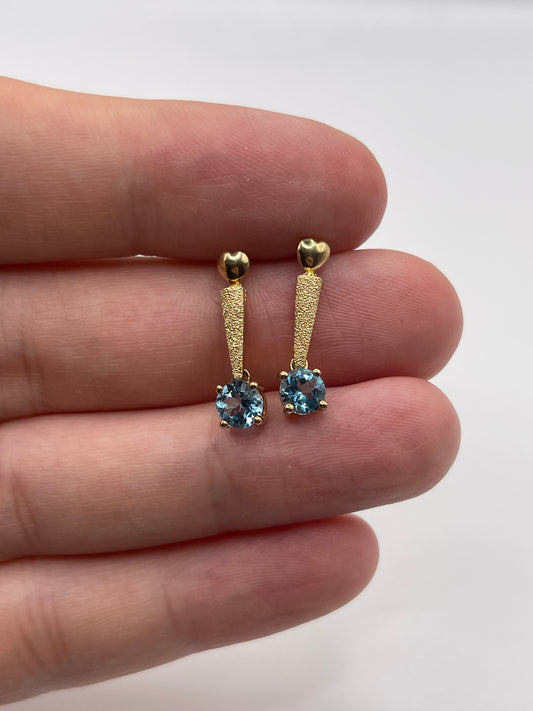 9ct gold blue topaz earrings