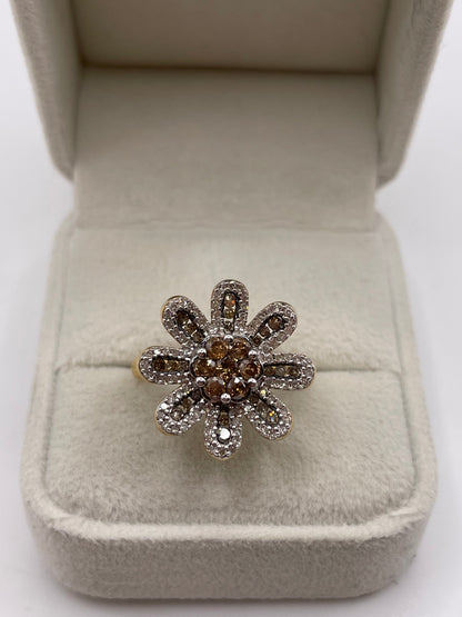 9ct gold diamond cluster ring