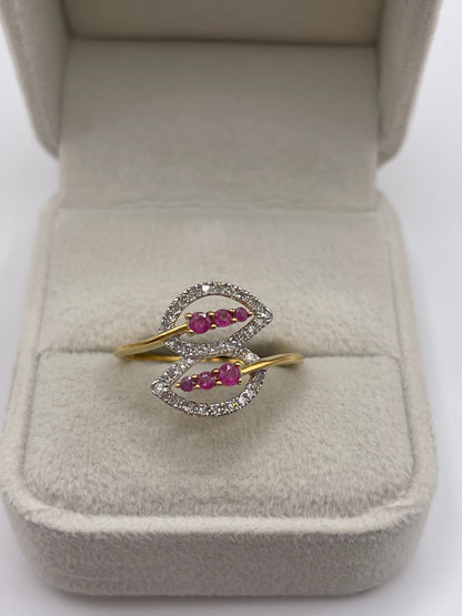 9ct gold ruby and diamond ring