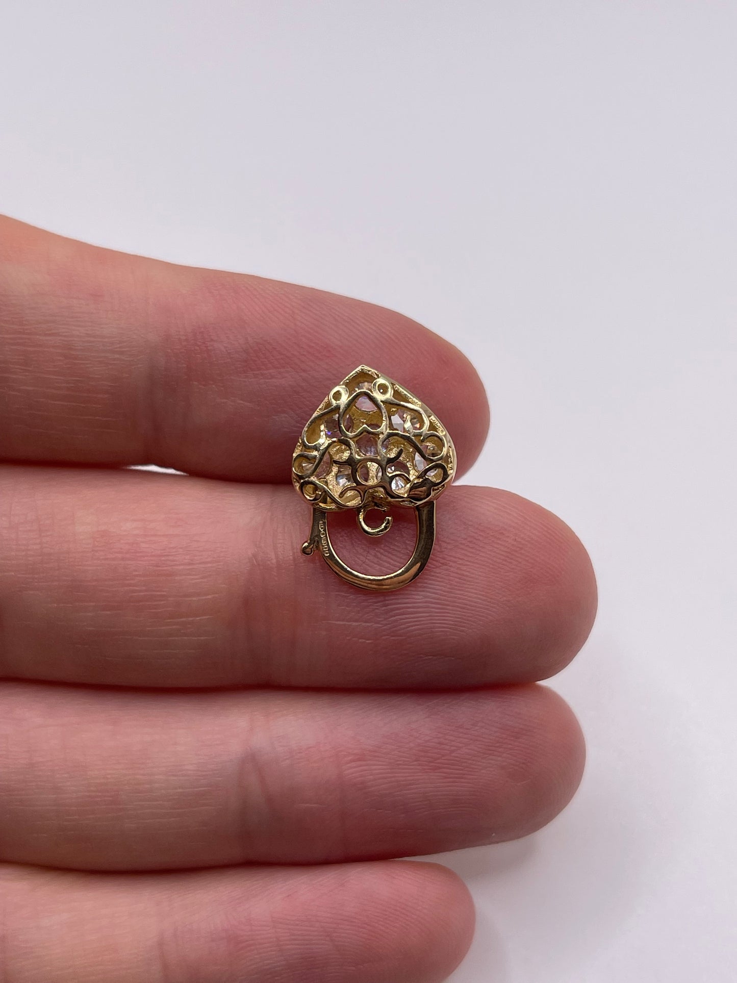 9ct gold cz heart padlock pendant