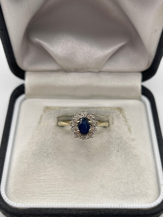 9ct gold sapphire and diamond ring