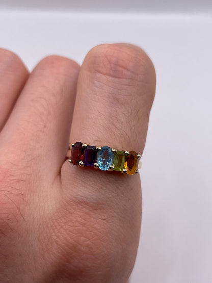 9ct gold multi gemstone ring