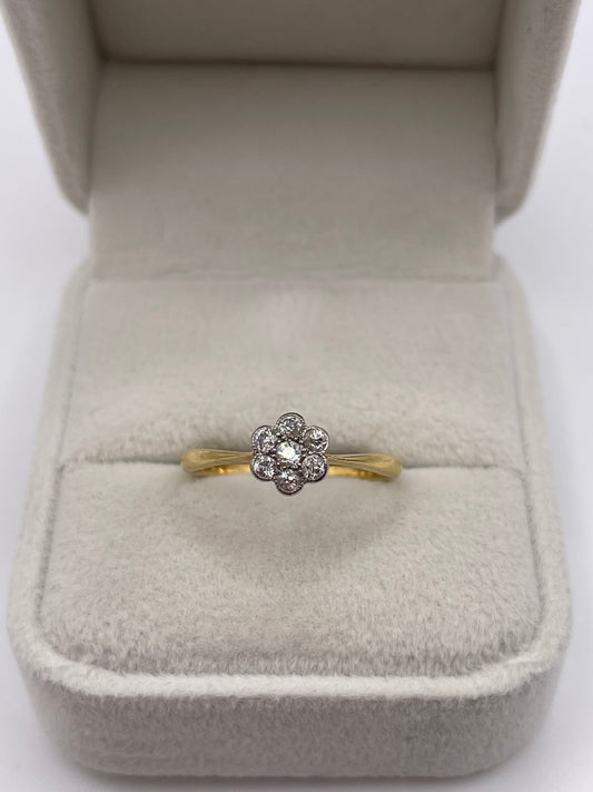 18ct gold diamond cluster ring