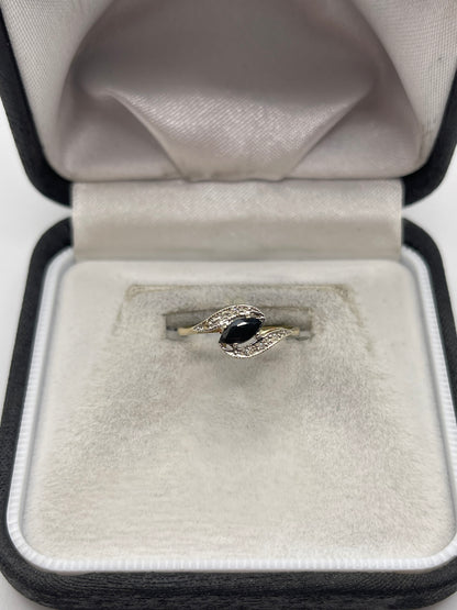 9ct gold sapphire and diamond ring