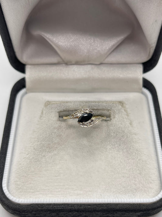 9ct gold sapphire and diamond ring
