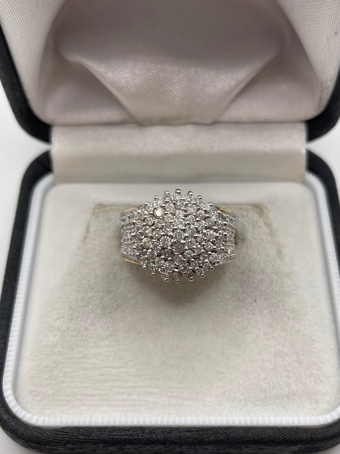 9ct gold 1ct diamond cluster ring
