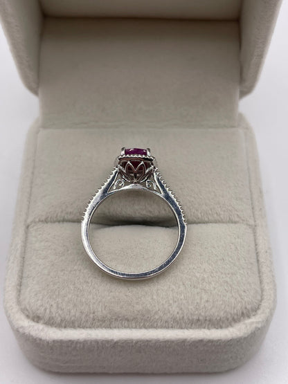 9ct white gold ruby and diamond ring