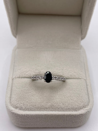 9ct white gold sapphire and diamond ring