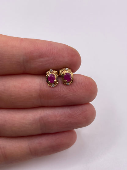 9ct gold ruby and diamond earrings