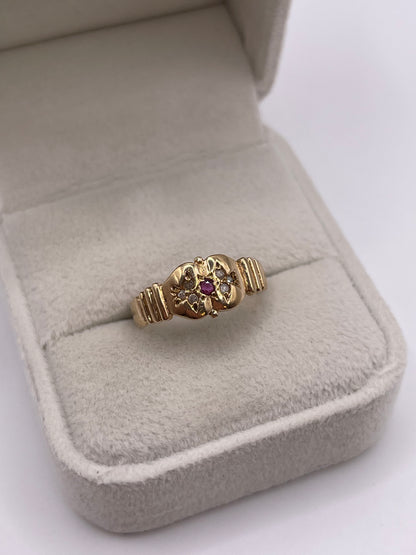 9ct gold ruby and diamond ring