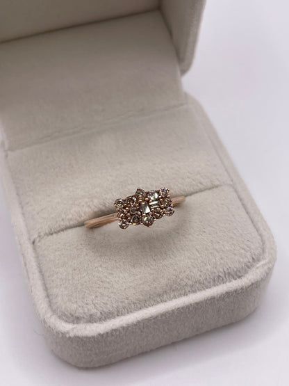 9ct rose gold cognac diamond cluster ring