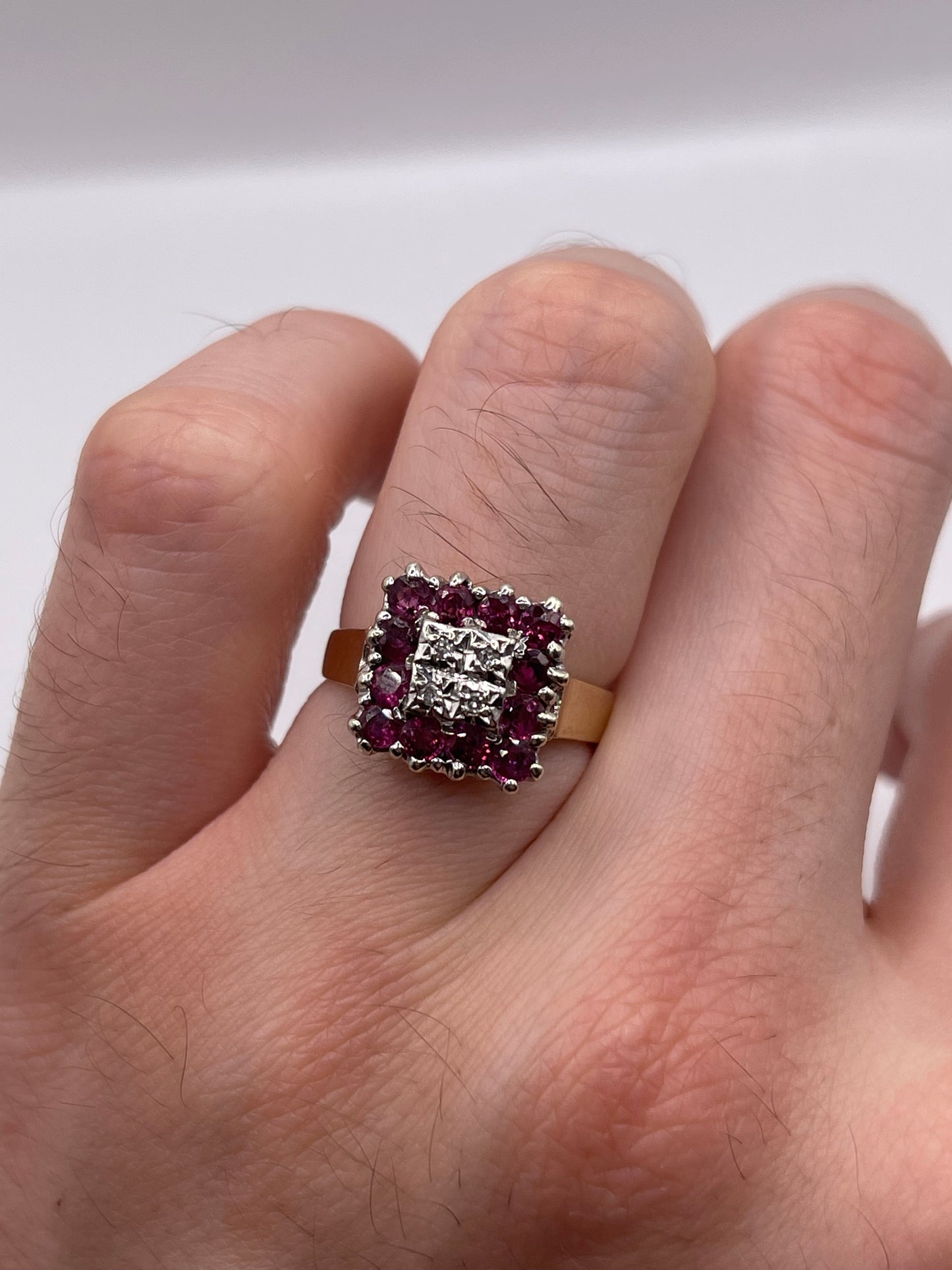 9ct gold ruby and diamond ring