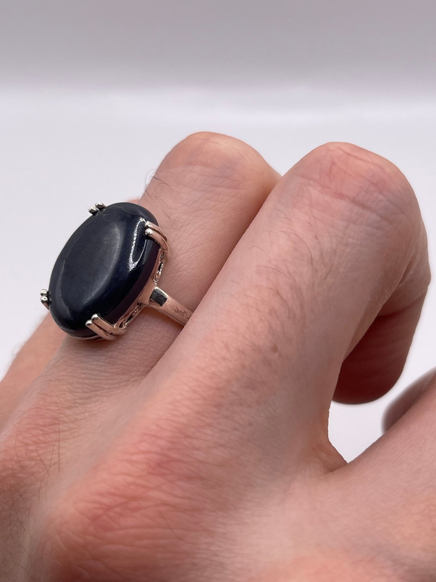 Silver gemstone ring