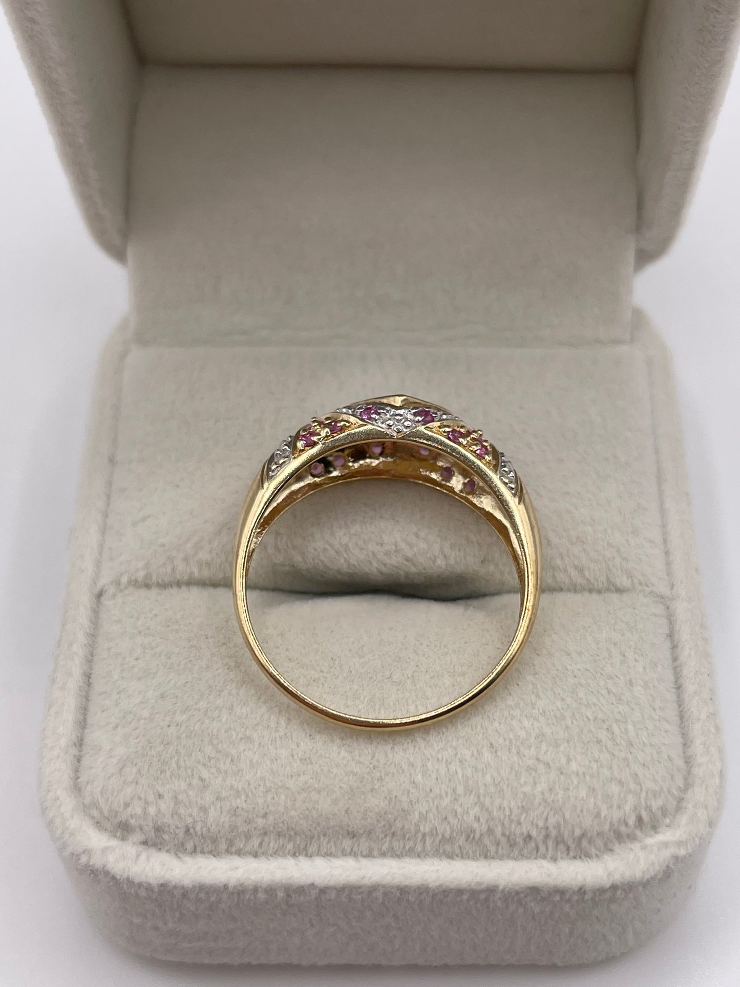 9ct gold pink sapphire cluster ring