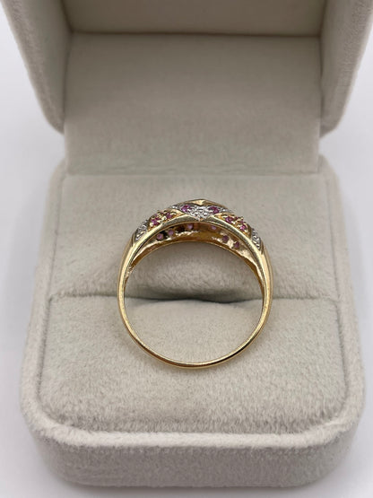 9ct gold pink sapphire cluster ring