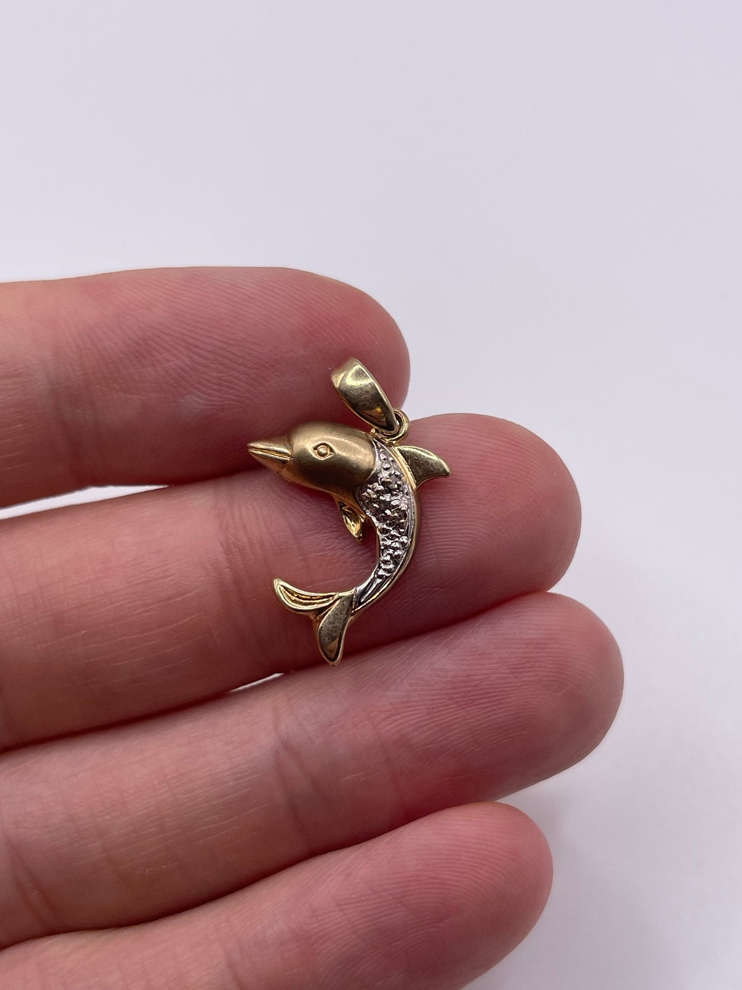 9ct gold diamond dolphin charm