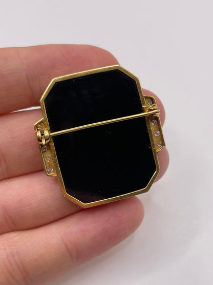 18ct gold cameo and diamond brooch