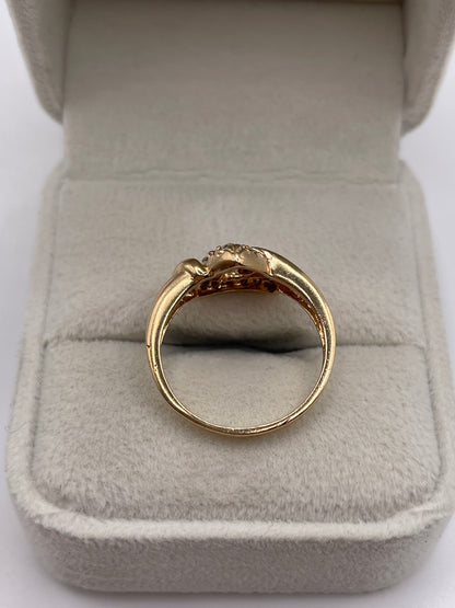 14ct rose gold cz cluster ring