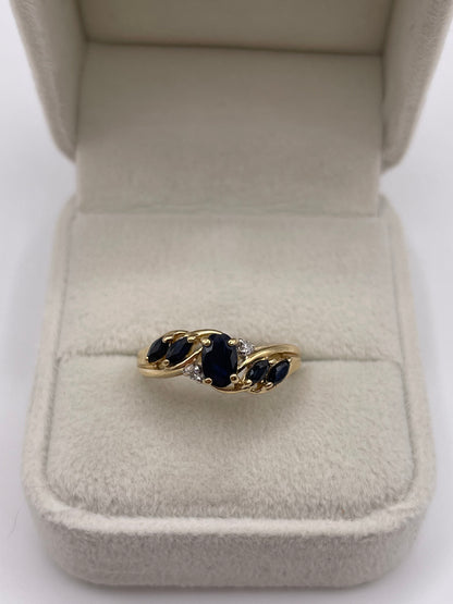9ct gold sapphire and diamond ring