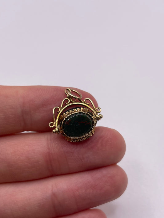 9ct gold gemstone spinning fob pendant