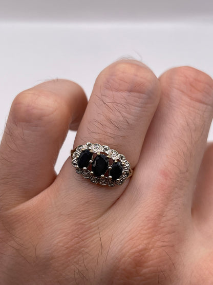 9ct gold sapphire and diamond ring