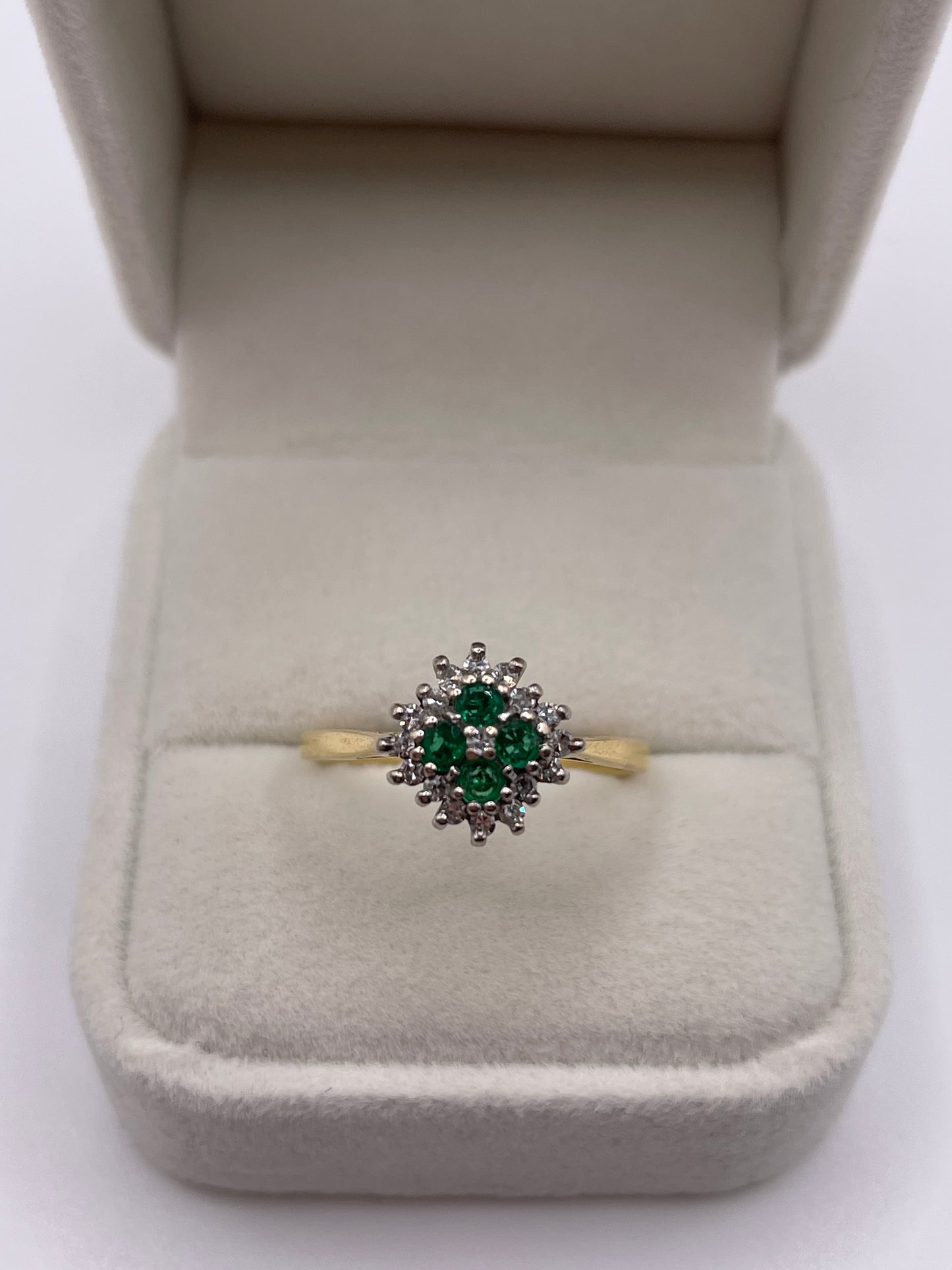 18ct gold emerald and diamond ring