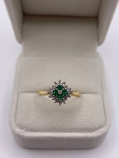 18ct gold emerald and diamond ring
