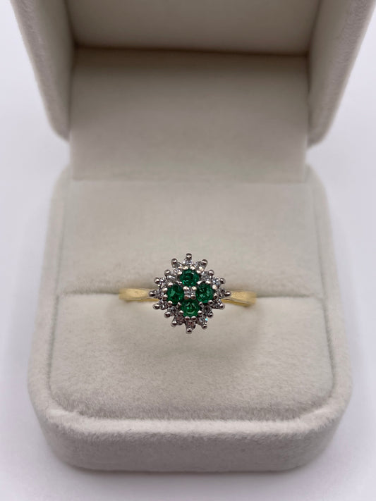 18ct gold emerald and diamond ring