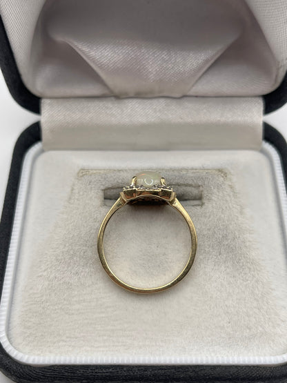 9ct gold opal and diamond ring