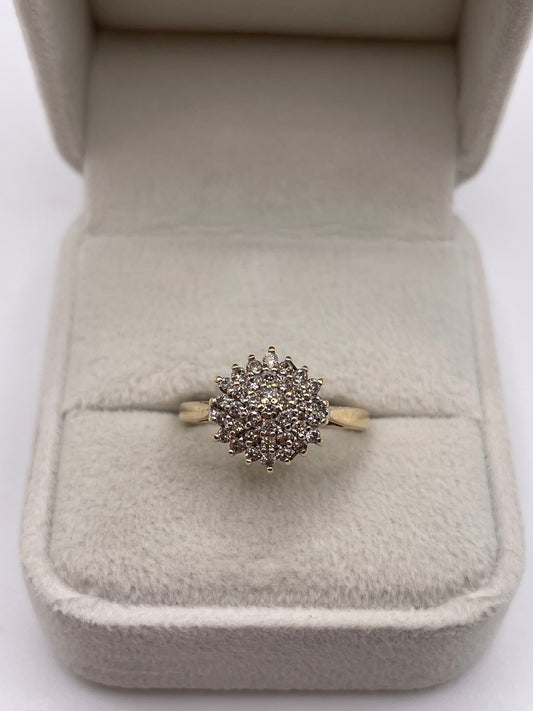 9ct gold diamond cluster ring