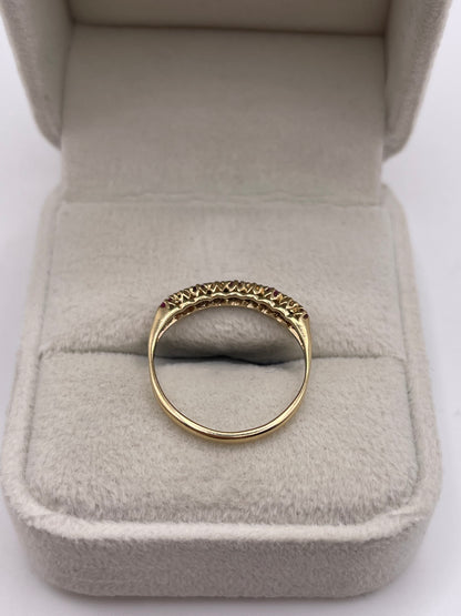 9ct gold ruby and diamond ring