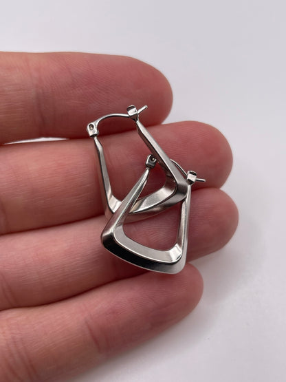 9ct white gold creole earrings