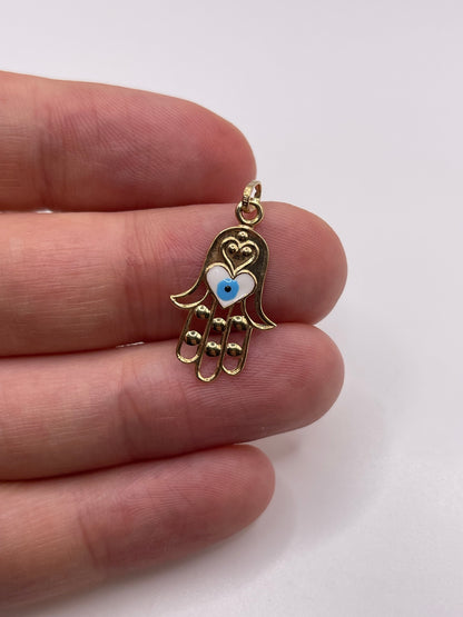 9ct gold evil eye hamsa pendant